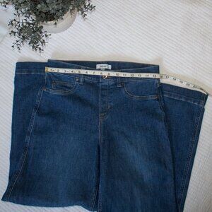 Spanx EveryWear Pull On Jeans Wide Leg Cropped Denim Size M
